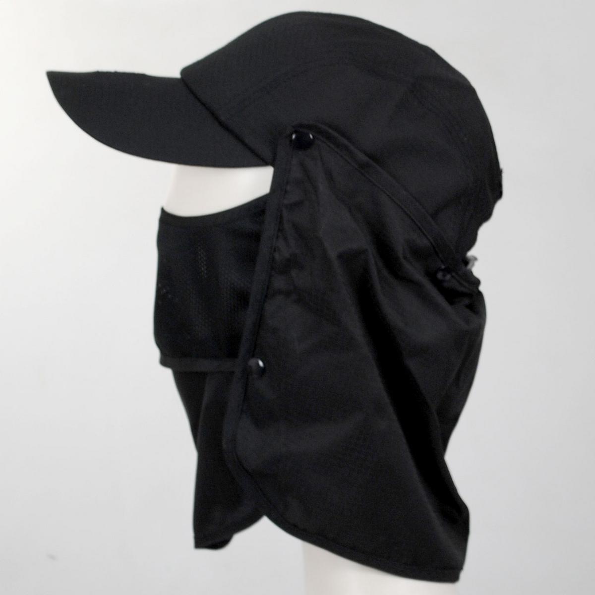 Kangol | Multi-Utility Neck-Flap Mask Strapback Baseball Cap | 201136 | front | BLACK