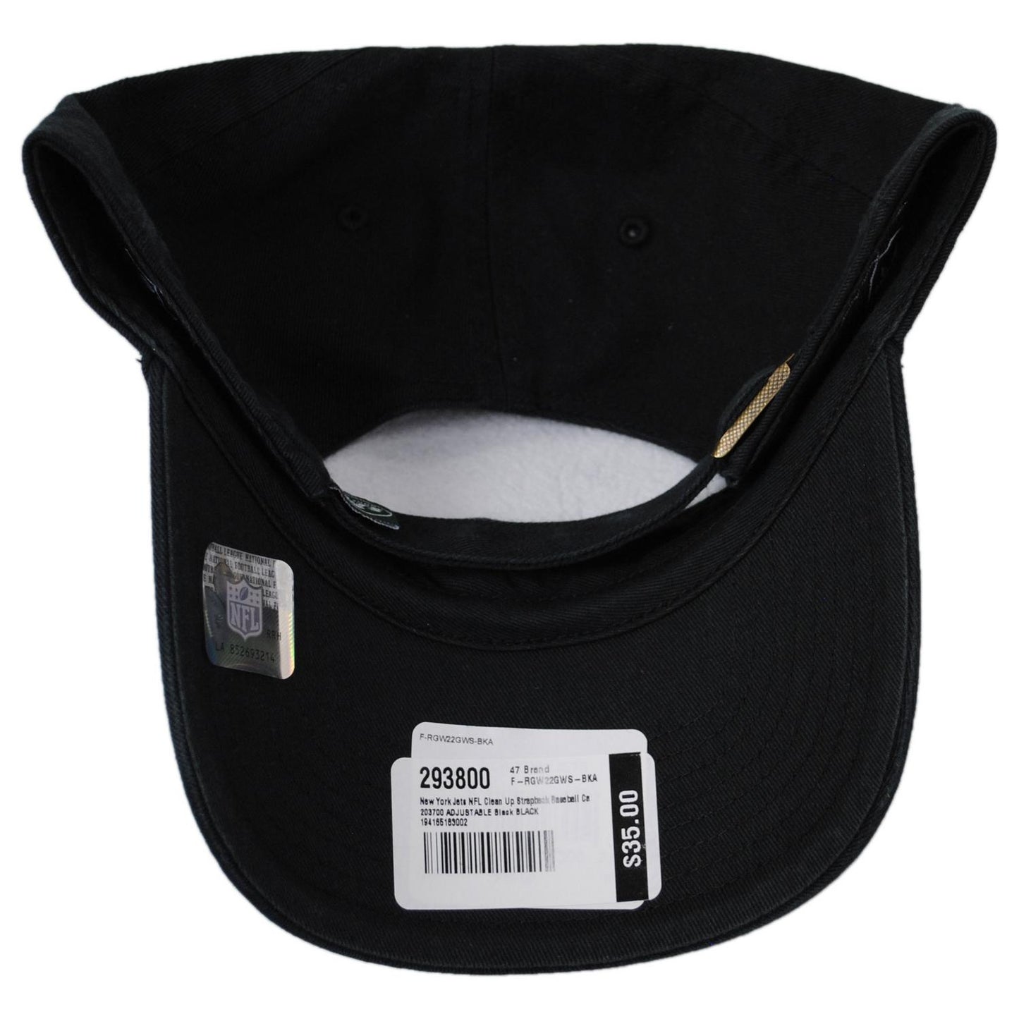 47 Brand | New York Jets NFL Clean Up Strapback Baseball Cap Dad Hat | 203700 | under | BLACK