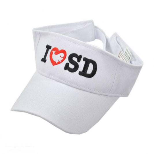 Village Hat Shop | I Love SD Whale Cotton Adjustable Visor | 197700 | lead | WHITE