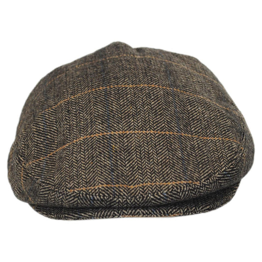 Jaxon Hats | Wholesale Croydon Herringbone Plaid Wool Blend Ivy Cap B2B Pre-Pack | B2B167748 | front | TAN