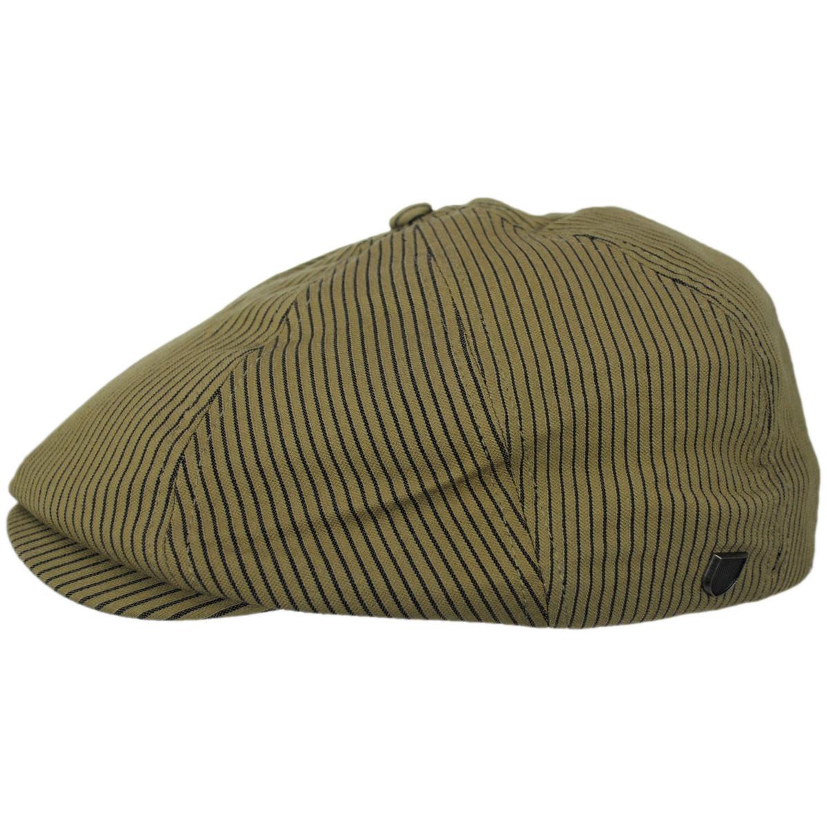 BRIXTON HATS | Brood Cotton Stripe Newsboy Cap | 161515 | profile | DARK TAN/BLACK HICKORY STRIPE