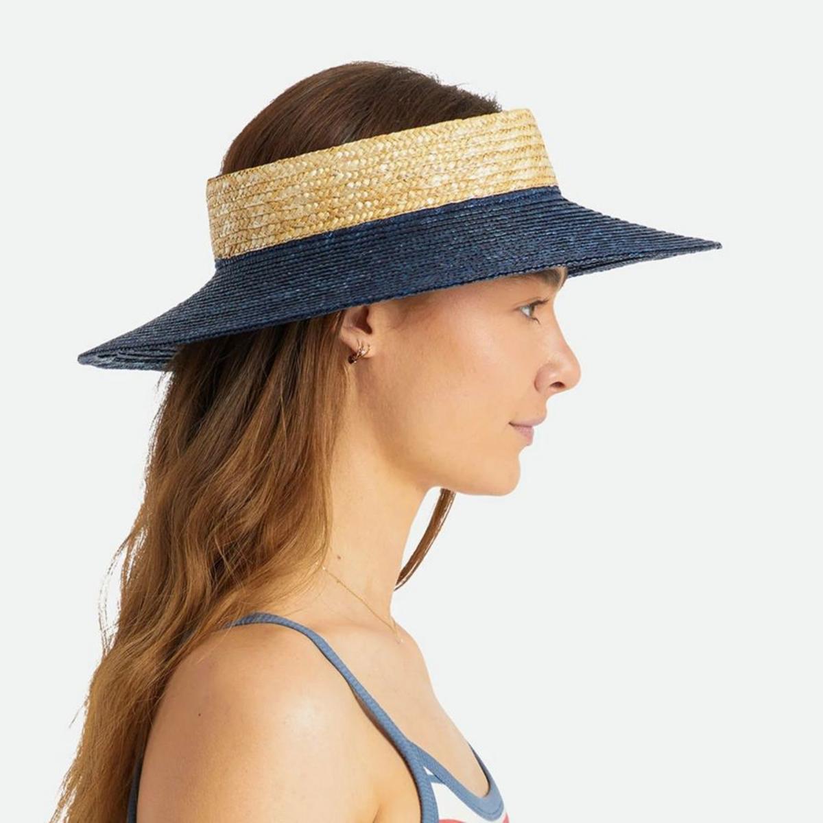 BRIXTON HATS | Joanna Wheat Straw Visor | 198406 | profile | JOE BLUE/HONEY