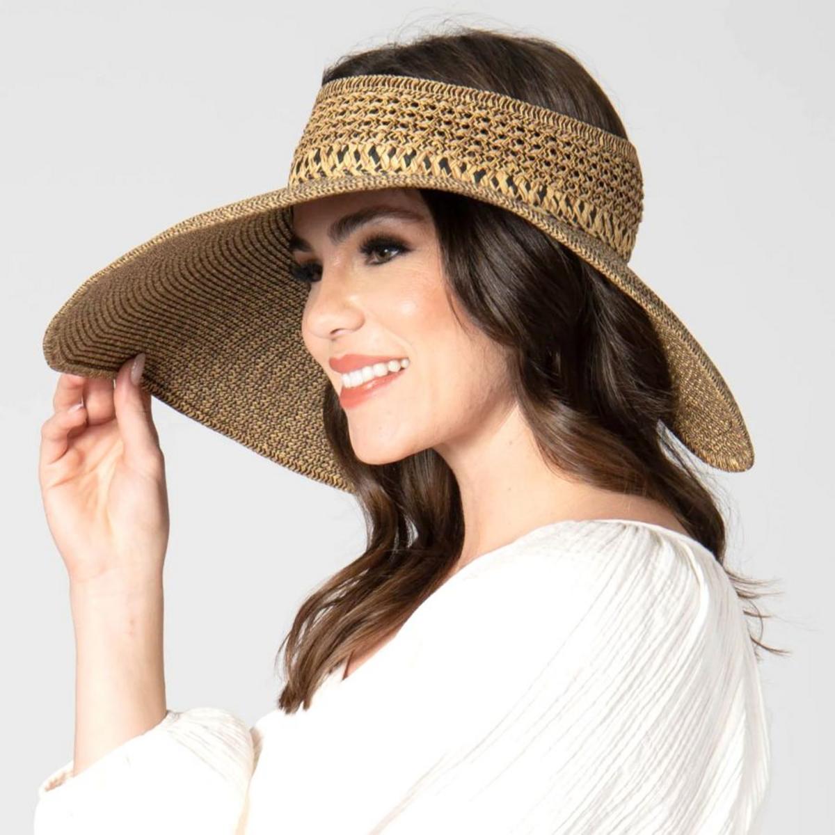 San Diego Hat Company | Everyday Ultrabraid Full Coverage Roll Up Visor | 197307 | front | BLACK MIX