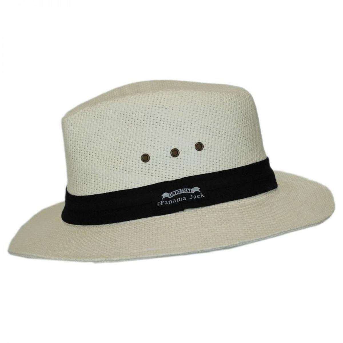 Panama Jack | Two Pleat Band Toyo Straw Safari Fedora Hat | 126397 | profile | NATURAL