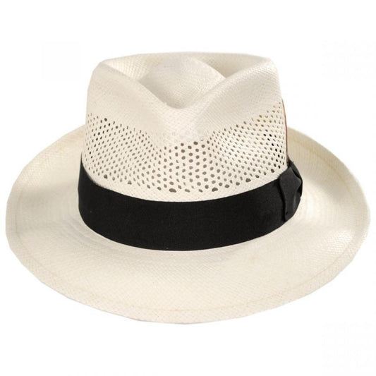 Stefeno Hats | Vented Crown Panama Straw Fedora Hat | 129701 | front | BLEACH