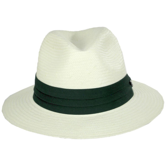 Jaxon Hats | Wholesale Toyo Straw Safari Fedora Hat - Green Band B2B Pre-Pack | B2B129904 | front | IVORY
