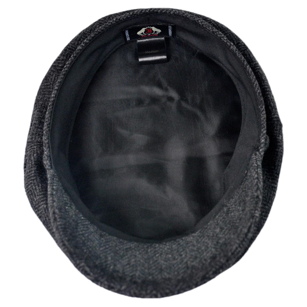 Jaxon Hats | Wholesale Herringbone Wool Blend Fiddler's Cap B2B Pre-Pack | B2B181019 | under | CHARCOAL