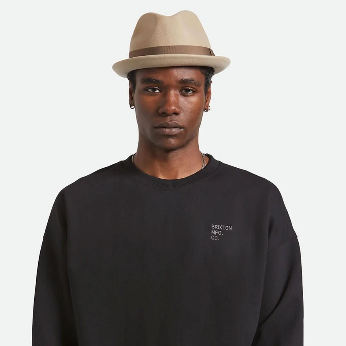BRIXTON HATS | Gain Wool Felt Fedora Hat | 135600 | lsmone | SAND/ANTIQUE BRASS