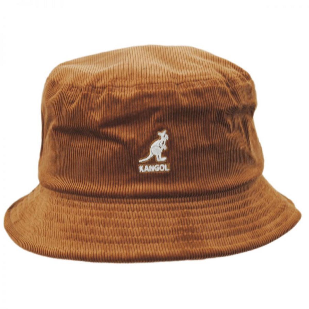 Kangol | Corduroy Cotton Blend Bucket Hat | 185710 | front | WOOD