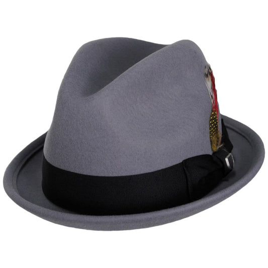 BRIXTON HATS | Gain Wool Felt Fedora Hat | 135600 | lead | GREY/BLACK