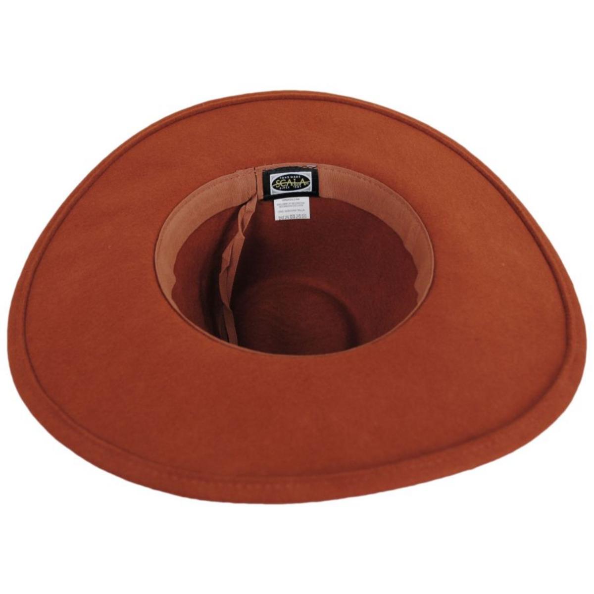 Scala | Calista Wide Brim Wool Felt Fedora Hat | 123420 | profile | RUST