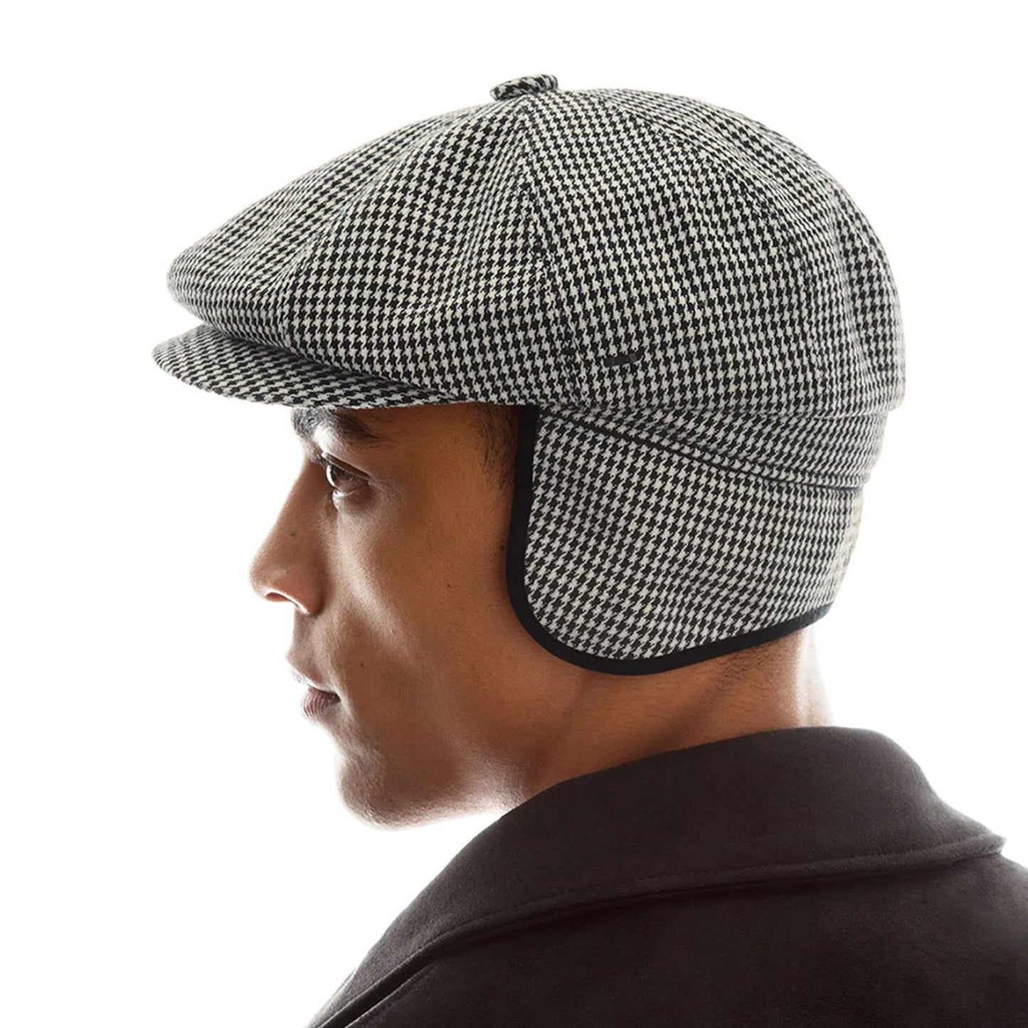 Bailey 1922 | Atlas Houndstooth Earflap Newsboy Cap | 167239 | lsfone | BLACK MULTI