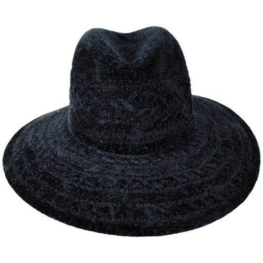 San Diego Hat Company | Nellie Chenille Knit Fedora Hat | 108937 | front | BLACK