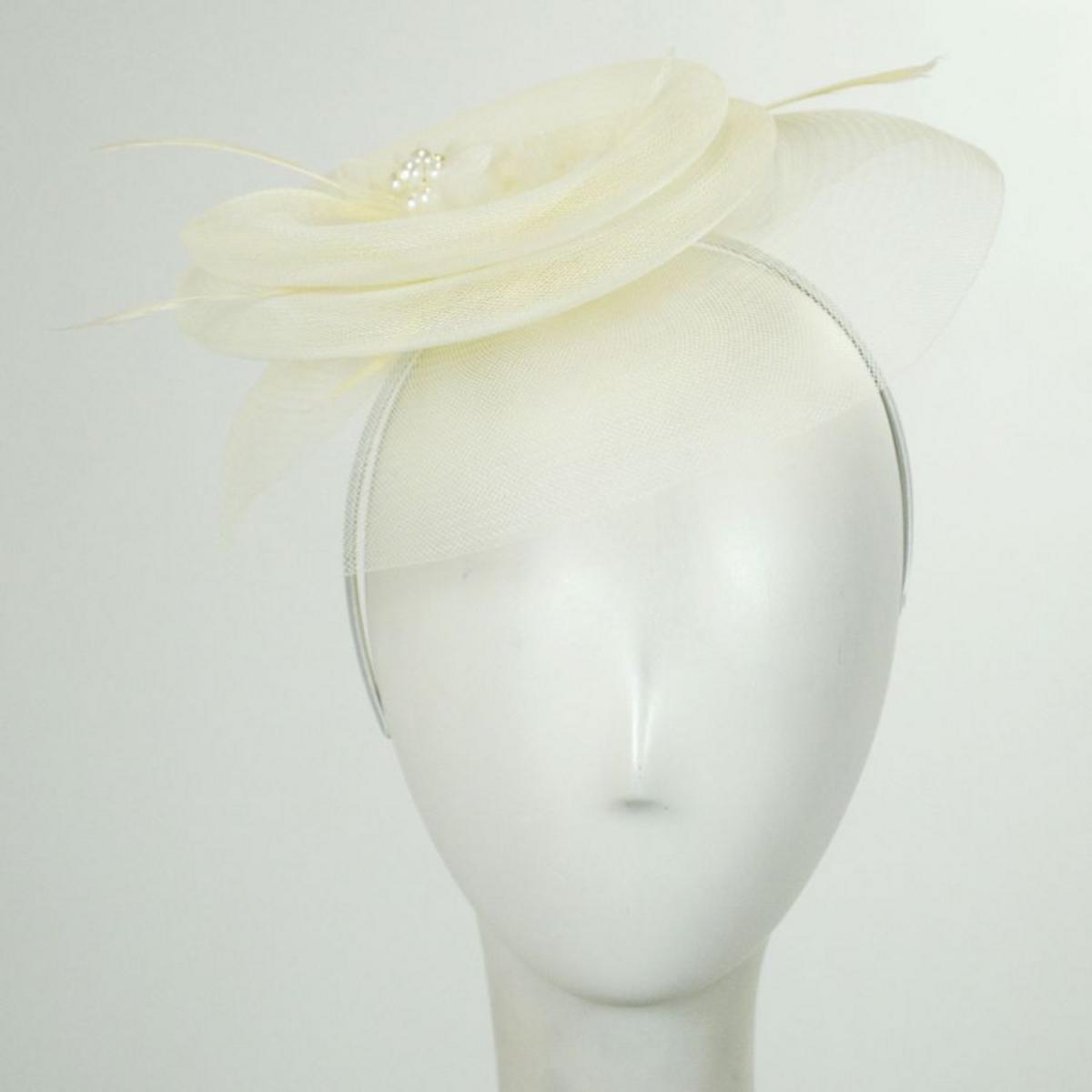 Jeanne Simmons | Round and Round Fascinator Headband | 120703 | profile | CREAM