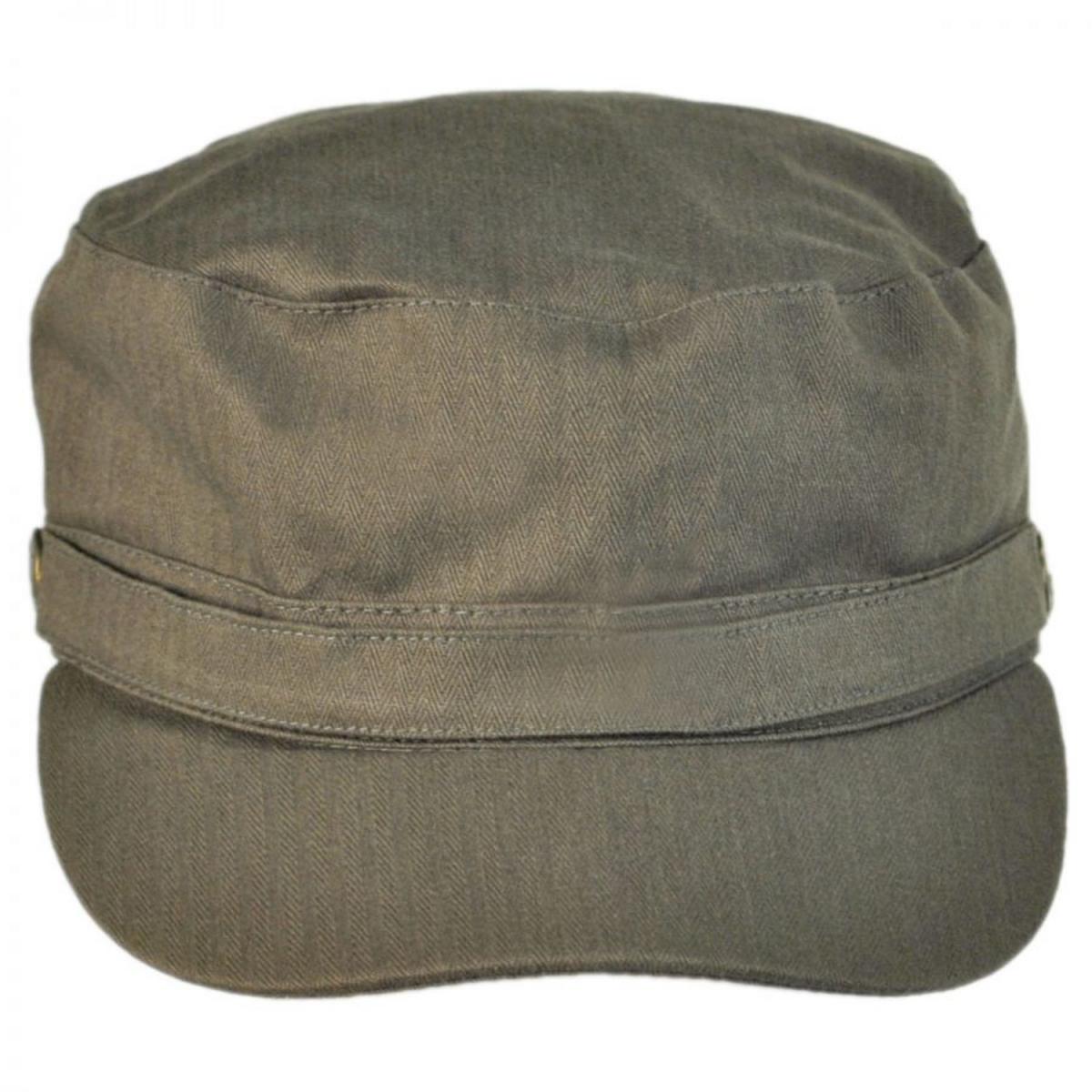 Jaxon Hats | Herringbone Cotton Cadet Cap | 222300 | front | OLIVE