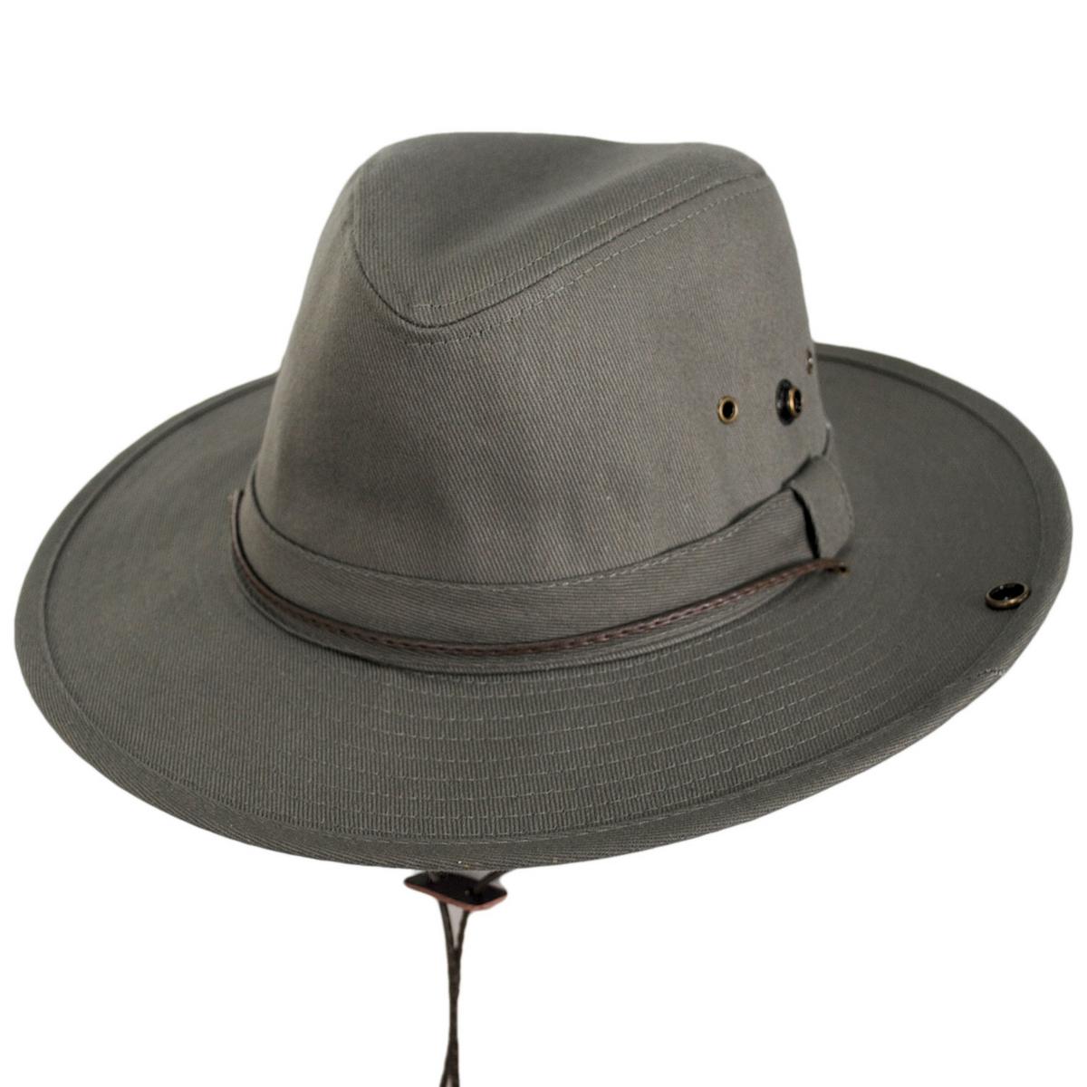 Dorfman Pacific | Chin Cord Cotton Aussie Hat | 400253 | lead | OLIVE