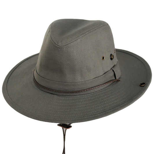 Dorfman Pacific | Chin Cord Cotton Aussie Hat | 400253 | lead | OLIVE