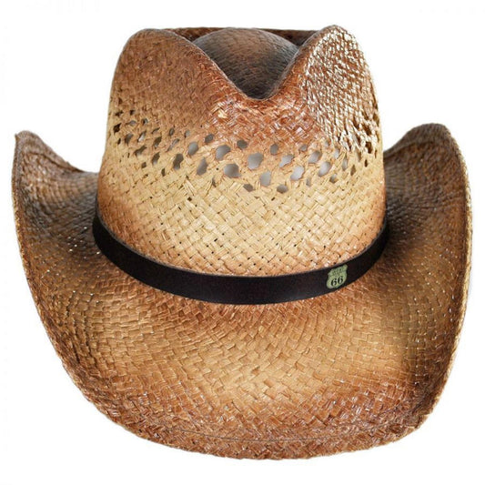 Conner | Route 66 Raffia Straw Cowboy Hat | 127356 | front | CARAMEL