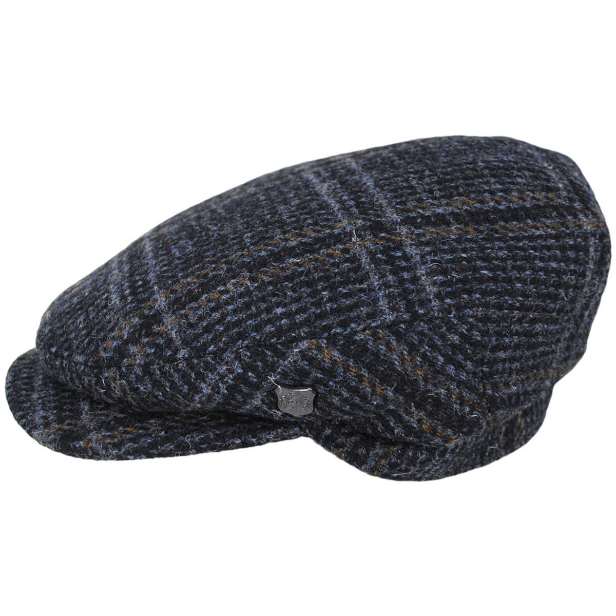 Failsworth | Finsbay Harris Tweed Wool Overcheck Houndstooth Ivy Cap | 177930 | profile | CHARCOAL