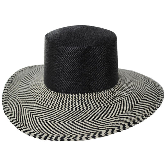 3 Regions Trade Co. | Cordoban Panama Straw Bolero Hat | 128753 | front | BLACK/NATURAL
