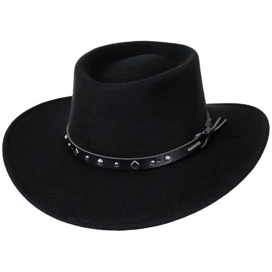 Stetson | Black Hawk Crushable Wool Felt Gambler Cowboy Hat | 130698 | lead | BLACK