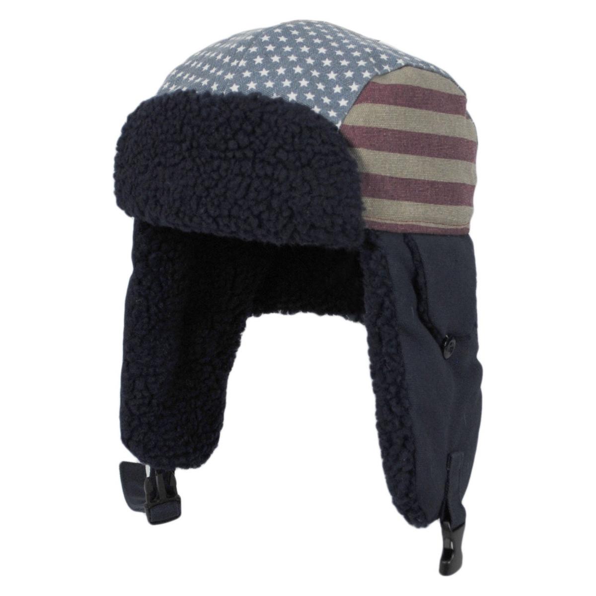 Dorfman Pacific | Boston Cotton Canvas Trooper Hat | 400165 | lead | NAVY BLUE
