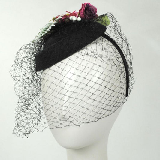 Jeanne Simmons | Secret Garden Velvet Fascinator Hat | 120759 | front | BLACK