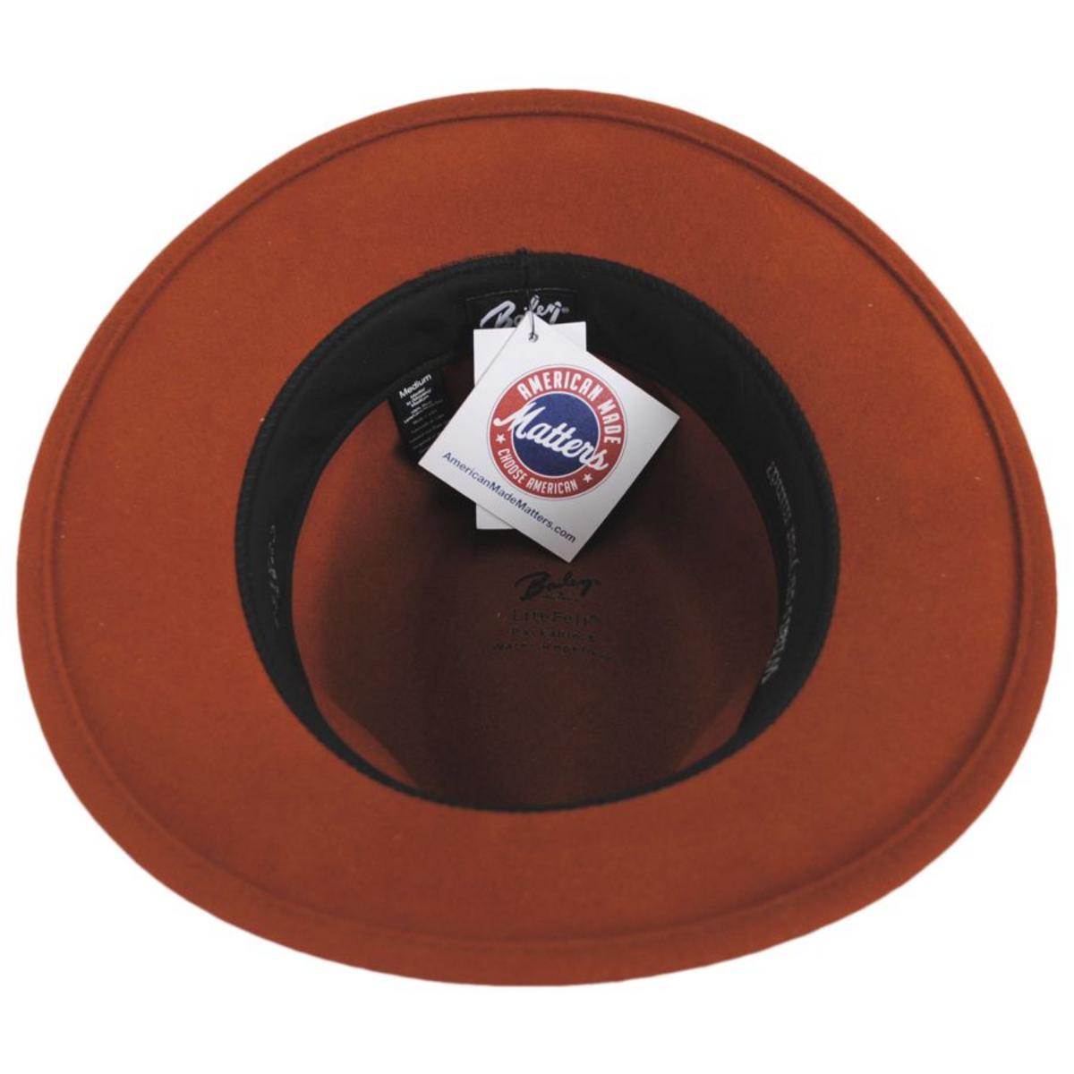 Bailey 1922 | Curtis Wool LiteFelt Safari Fedora Hat - FW23 | 130019FW23 | under | COPPER