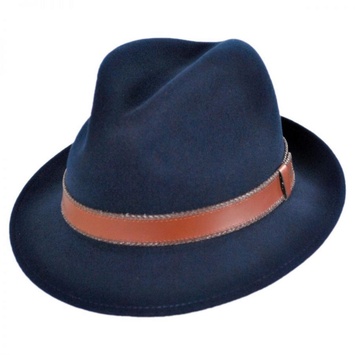 Bailey 1922 | Perry Lanolux Wool Felt Fedora Hat | 130057 | lead | NAVY