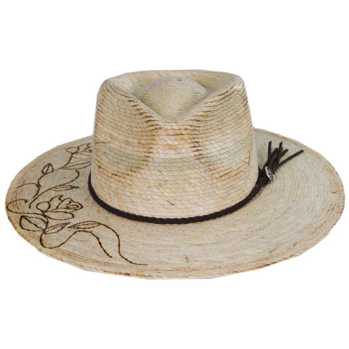 V.C. Mateo Palm Straw Floral Brand Rancher Hat