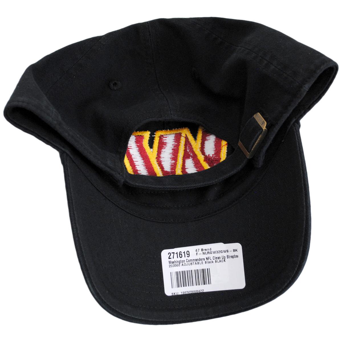 47 Brand | Washington Commanders NFL Clean Up Strapback Baseball Cap Dad Hat | 203560 | under | BLACK