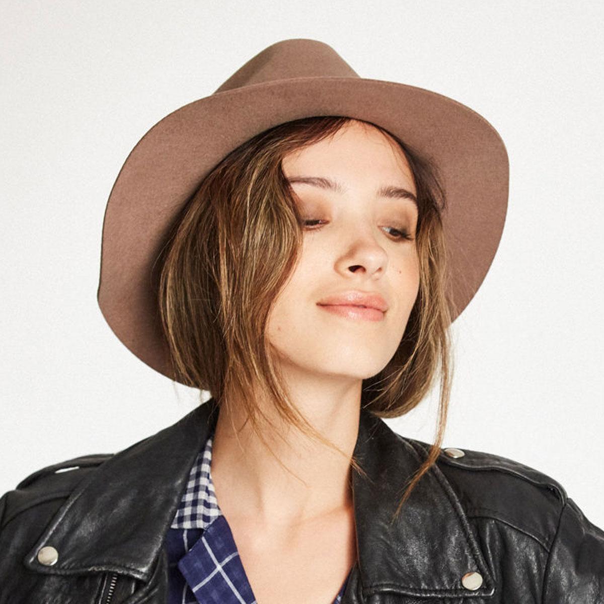 BRIXTON HATS | Wesley Wool Felt Floppy Fedora Hat - Sand/Brown | 135610SB | lsfone | SAND/BROWN