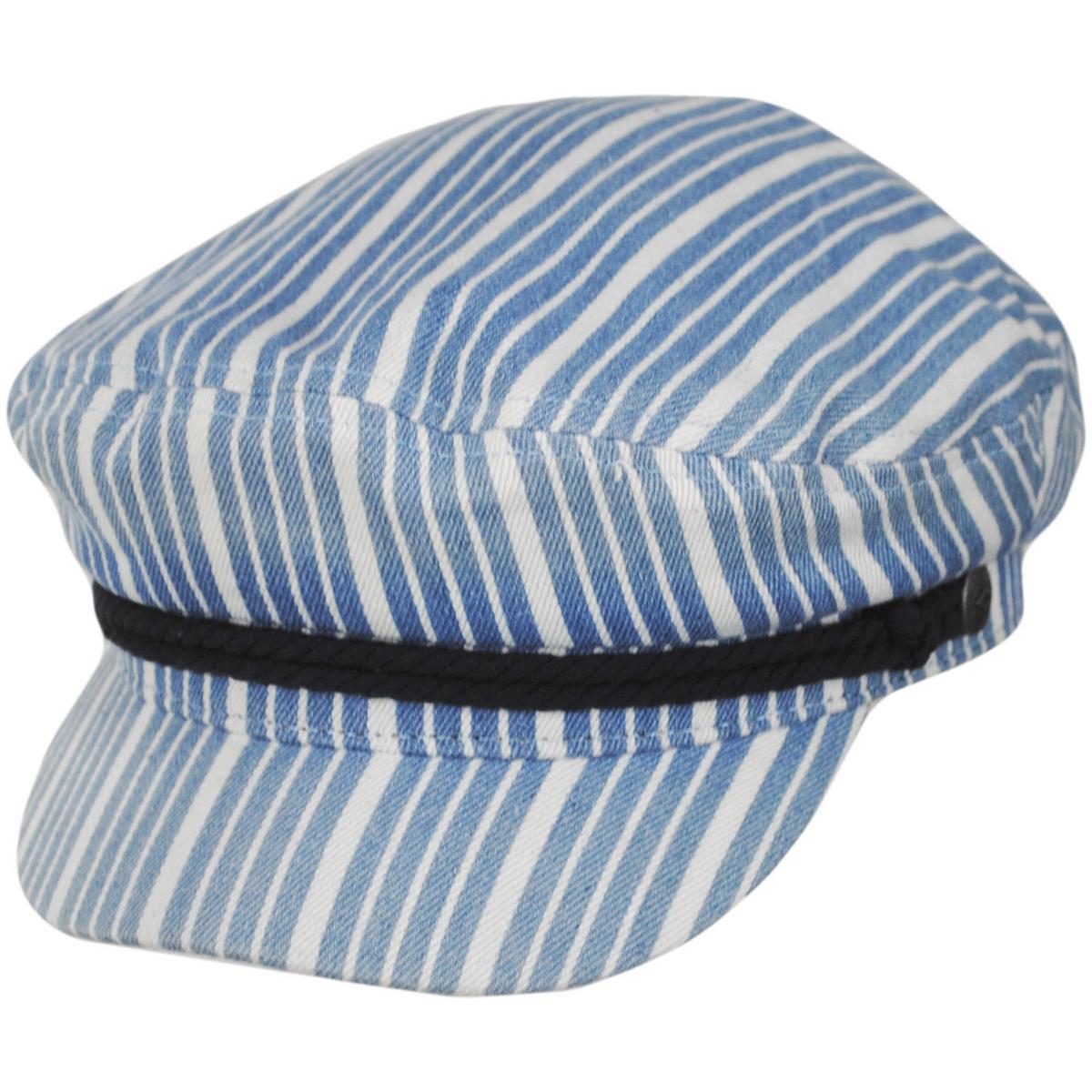 BRIXTON HATS | Striped Cotton Fiddler Cap | 181319 | lead | DENIM STRIPE