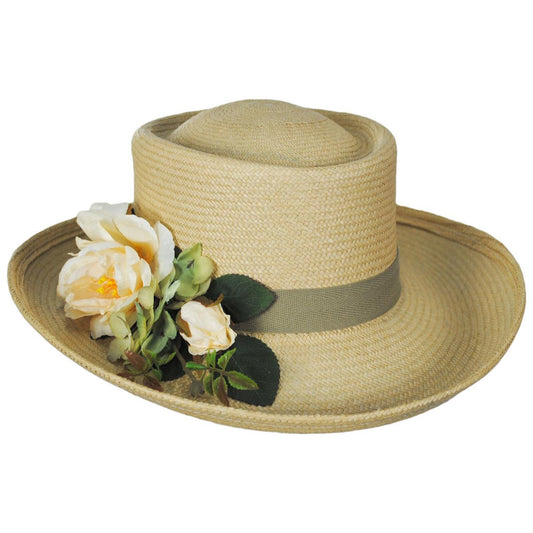 Toucan Collection | Rose Panama Straw Gambler Dress Hat - Made to Order | 121647 | lead | NATURAL