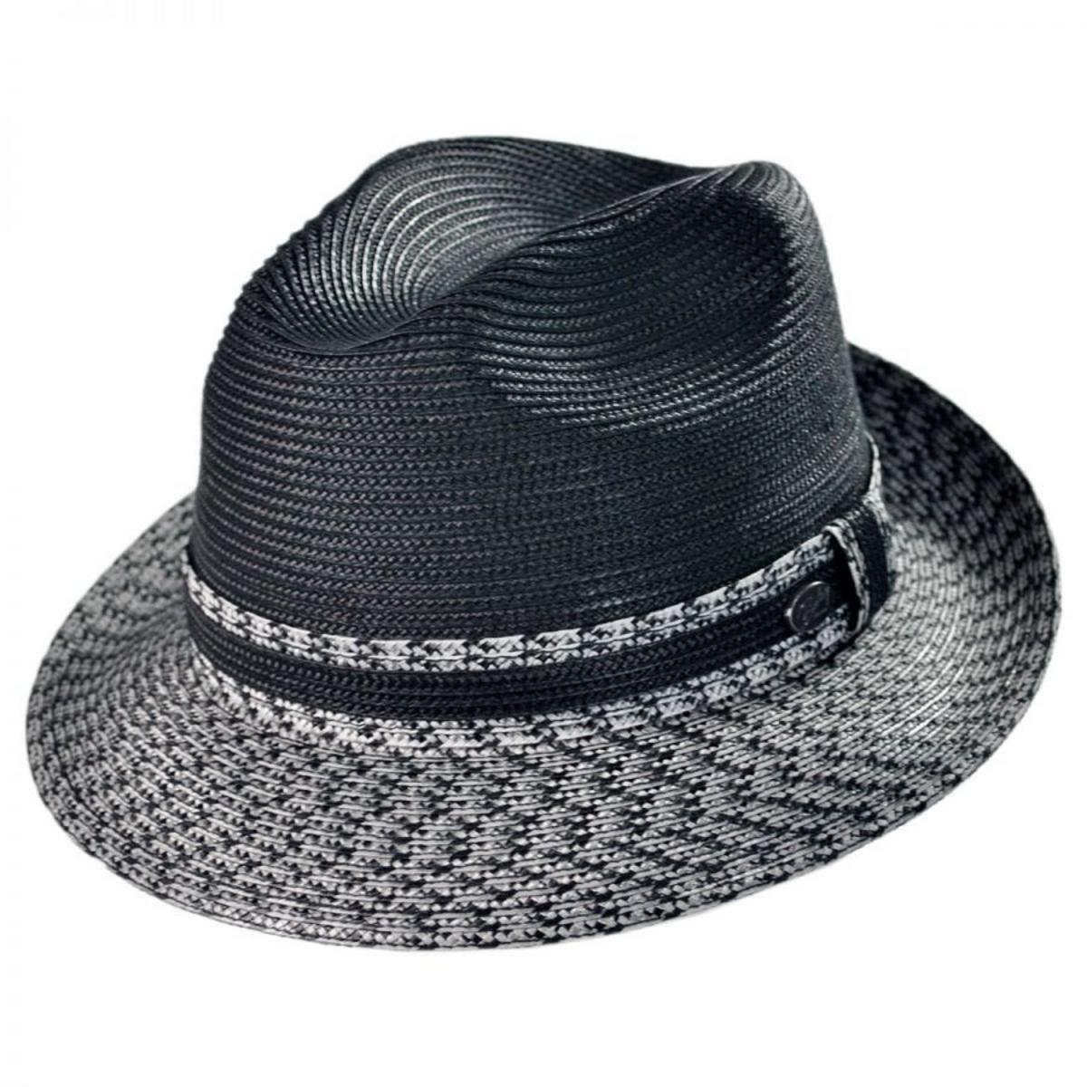 Bailey 1922 | Mannesroe Poly Braid Straw Fedora Hat | 127822 | lead | BLACK/CHARCOAL MULTI