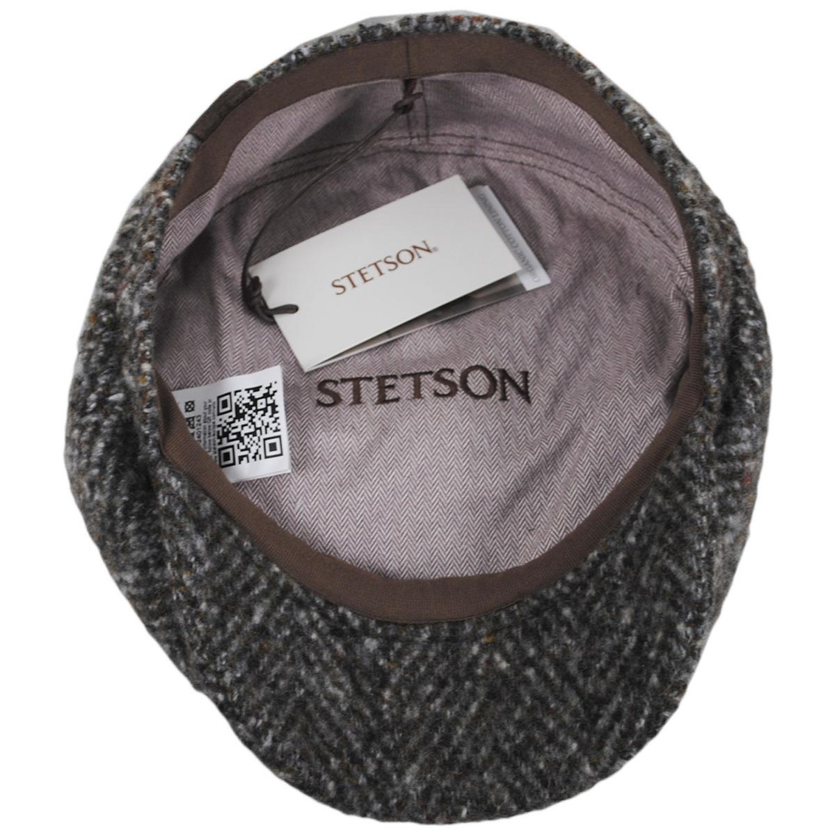 Stetson | Hatteras Grande Herringbone Wool Newsboy Cap | 160383 | under | BEIGE/GREY HERRINGBONE