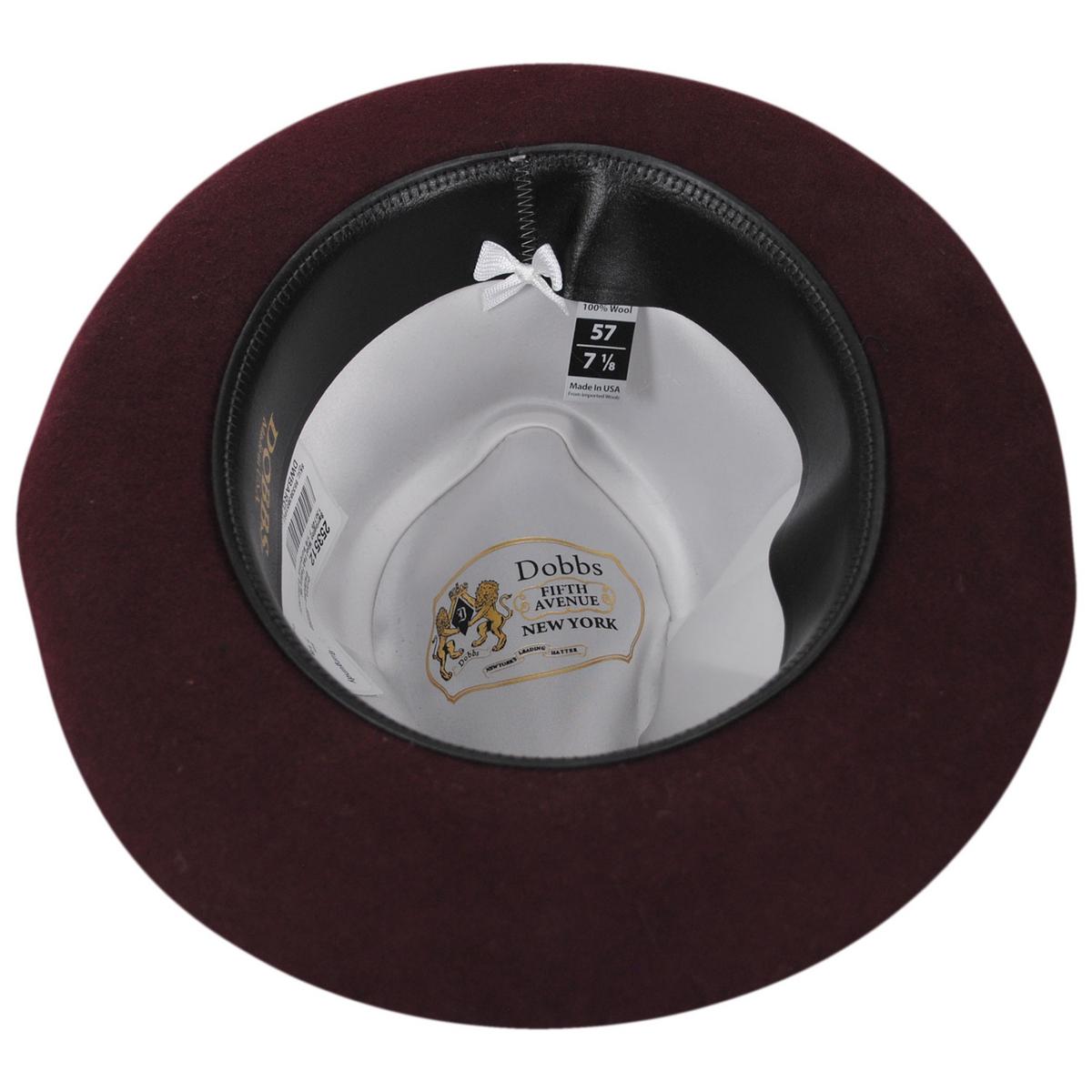Dobbs | Barrington Wool Felt Fedora Hat | 130746 | under | BURGUNDY