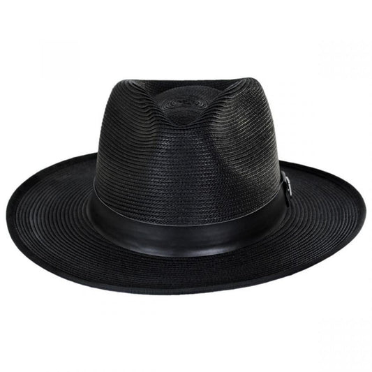 Stacy Adams | Max Braided Fedora Hat | 126253 | front | BLACK