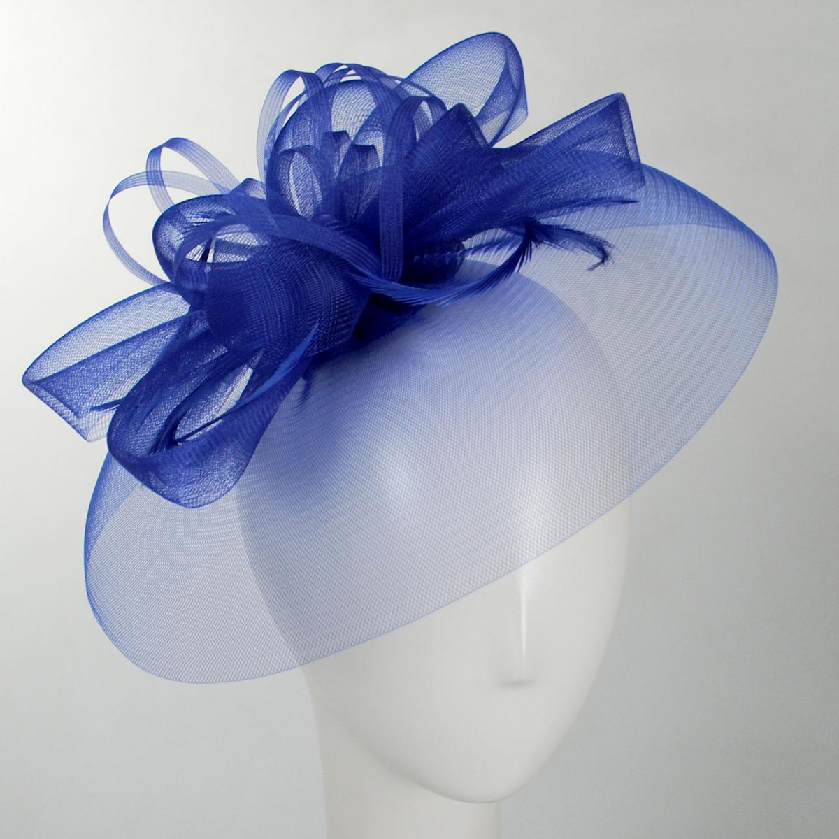 Kathy Jeanne | Firework Horsehair Mesh and Feather Fascinator Hat | 122411 | front | ROYAL