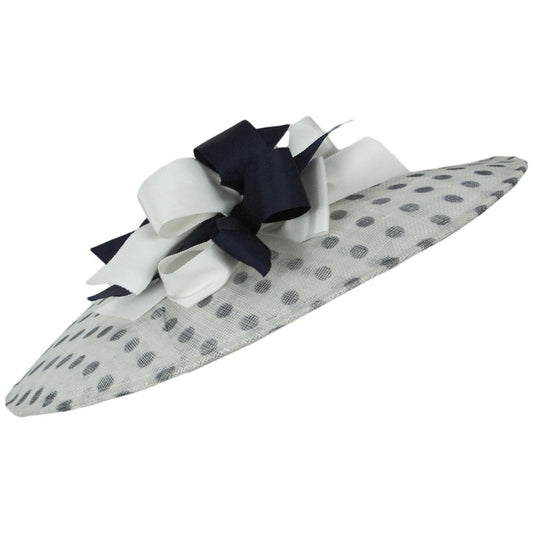 Kathy Jeanne | Bows Galore Sinamay Straw Picture Dress Hat | 122452 | lead | NAVY/WHITE