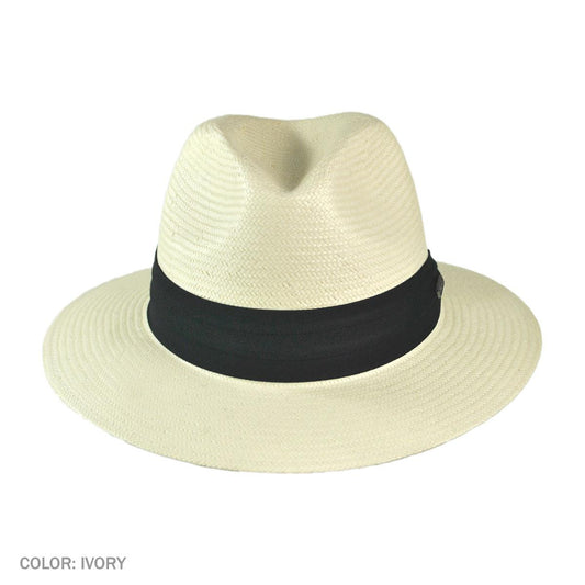 Jaxon Hats | Wholesale Toyo Straw Safari Fedora Hat - Black Band B2B Pre-Pack | B2B129902 | front | IVORY