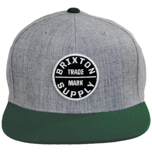 BRIXTON HATS | Oath III Snapback Baseball Cap - Heather Grey/Spruce | 201713SS23 | front | HEATHER GREY/SPRUCE