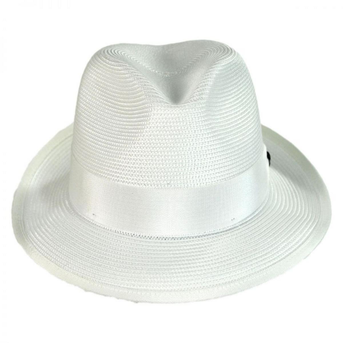 Stetson | Latte Florentine Milan Straw Fedora Hat | 126959 | front | WHITE