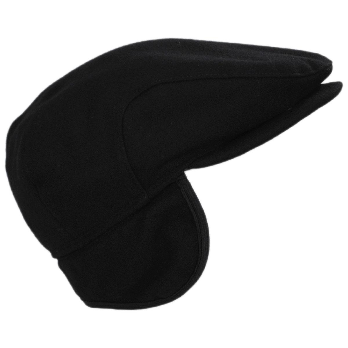 Wigens Caps | Melton Wool Earflap Ivy Cap | 161907 | detailone | BLACK