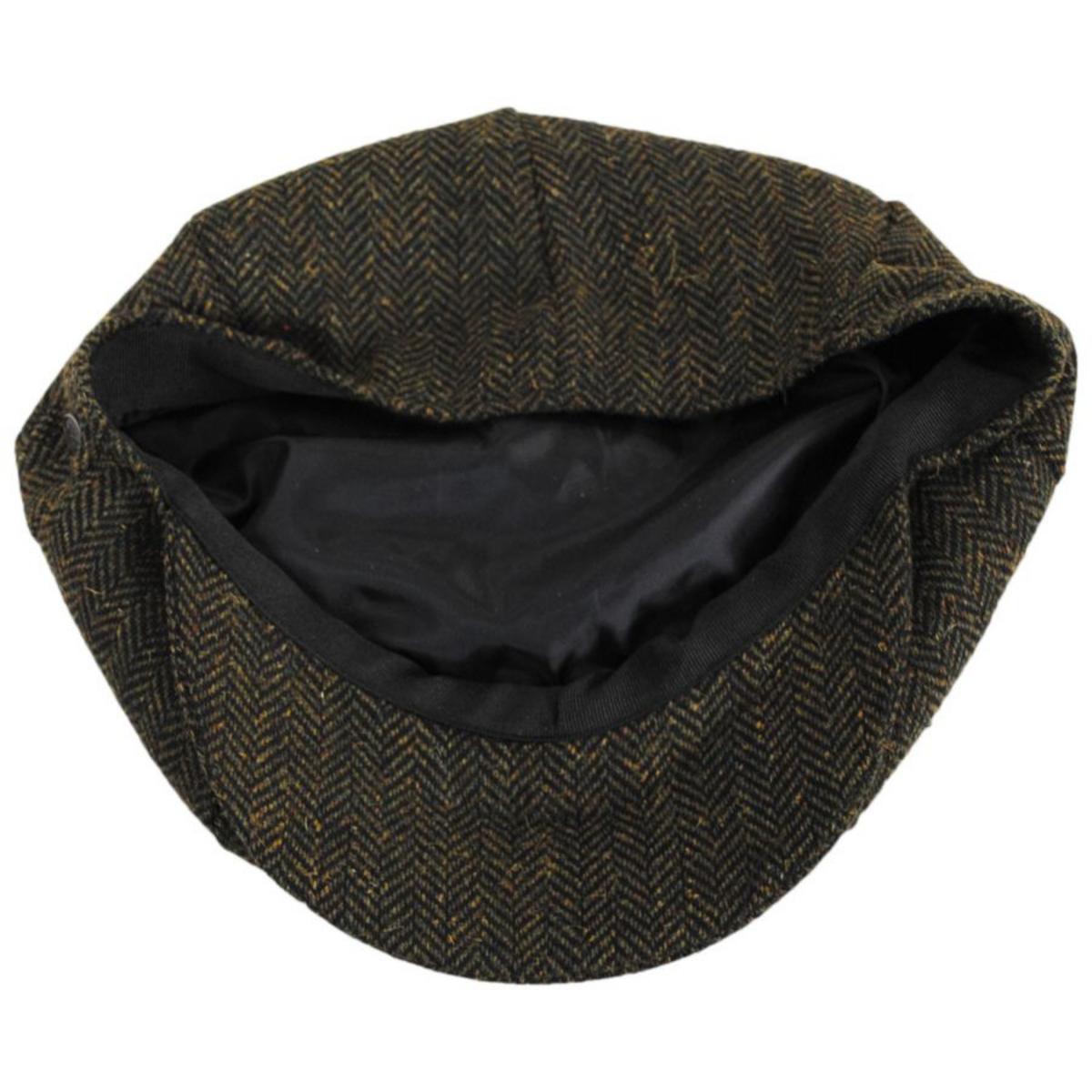 Jaxon Hats | Bird Rock Herringbone Wool Blend Newsboy Cap | 167572 | under | OLIVE GREEN