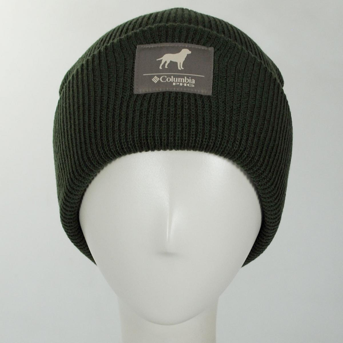 Columbia Sportswear | PHG Patch Acrylic Knit Cuffed Beanie Hat | 500748 | front | SURPLUS GREEN