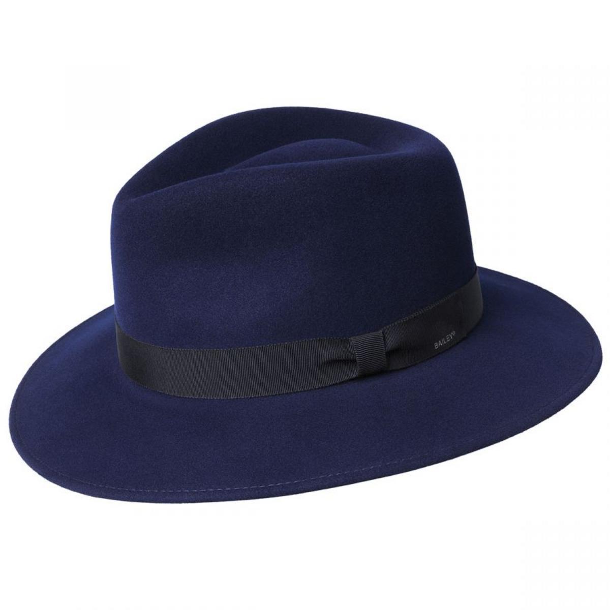 Bailey 1922 | Ammon Wool Felt Teardrop Fedora Hat - Black & Navy | 130159BN | lead | NAVY