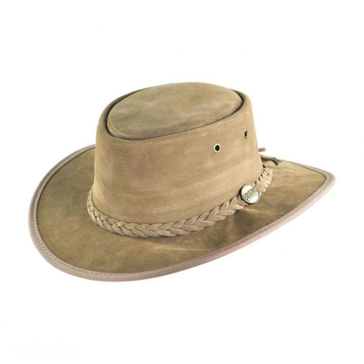 Barmah | Cattle Suede Leather Foldaway Drover Hat | 400902 | lead | SAND