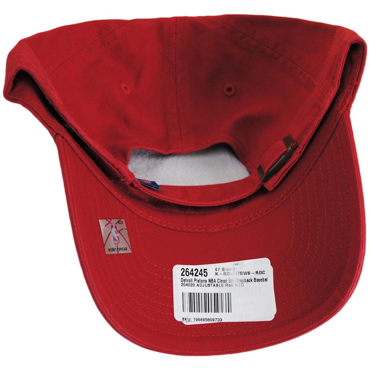 47 Brand | Detroit Pistons NBA Clean Up Strapback Baseball Cap Dad Hat | 204020 | under | RED