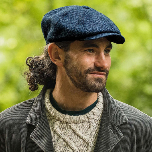 Jaxon & James | Skye Harris Tweed Wool Newsboy Cap | 170002 | lsmone | BLUE/BLACK